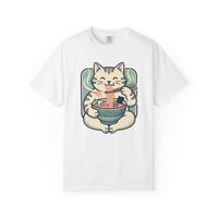 Image 2 of Ramen Cat T-Shirt — Cute Maneki Neko Eating Ramen Graphic Tee