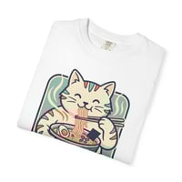 Image 3 of Ramen Cat T-Shirt — Cute Maneki Neko Eating Ramen Graphic Tee