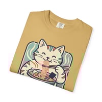 Image 5 of Ramen Cat T-Shirt — Cute Maneki Neko Eating Ramen Graphic Tee