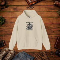 Image 6 of Fearless in Christ Hoodie — Lion & Cross Christian Pullover