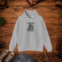 Image 8 of Fearless in Christ Hoodie — Lion & Cross Christian Pullover