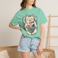 Image 7 of Ramen Cat T-Shirt — Cute Maneki Neko Eating Ramen Graphic Tee