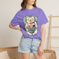 Image 11 of Ramen Cat T-Shirt — Cute Maneki Neko Eating Ramen Graphic Tee