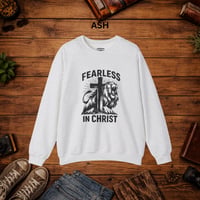 Image 8 of Fearless in Christ Sweatshirt — Lion & Cross Christian Crewneck
