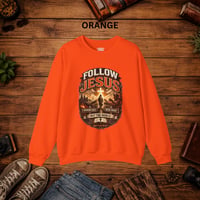 Image 3 of Follow Jesus Crewneck Sweatshirt – Christian Faith Graphic Pullover (Matthew 16:24)