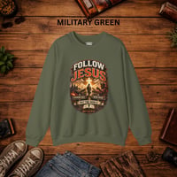 Image 4 of Follow Jesus Crewneck Sweatshirt – Christian Faith Graphic Pullover (Matthew 16:24)