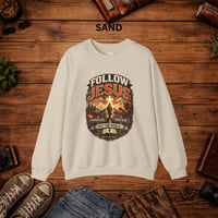 Image 5 of Follow Jesus Crewneck Sweatshirt – Christian Faith Graphic Pullover (Matthew 16:24)