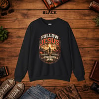 Image 7 of Follow Jesus Crewneck Sweatshirt – Christian Faith Graphic Pullover (Matthew 16:24)