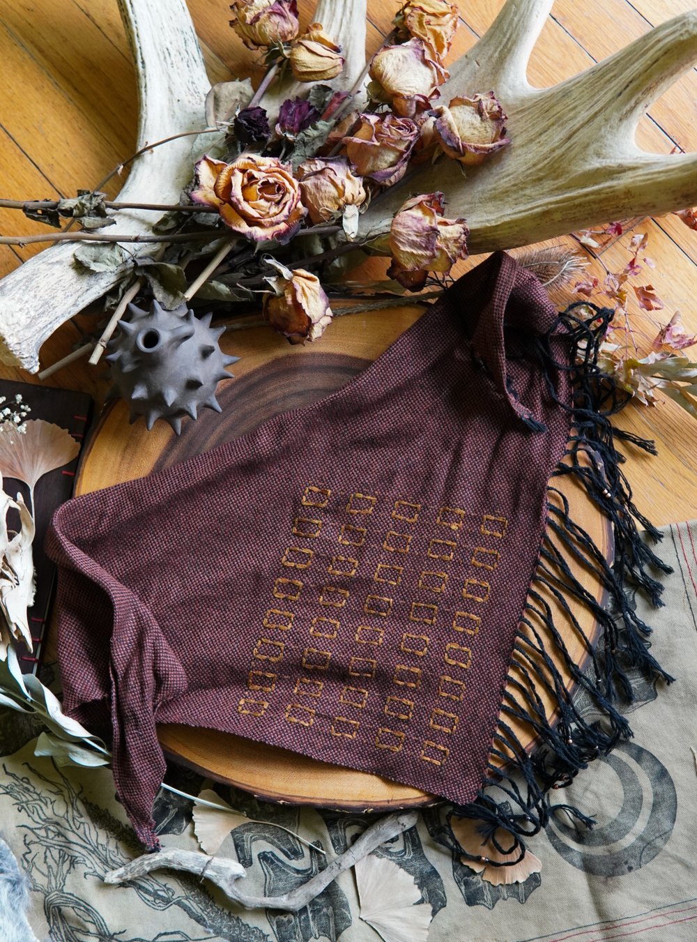 Image of  Woven Kerchief  - Sashiko Gold Blocks