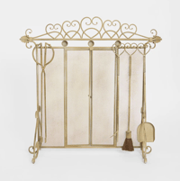 Image 3 of Amour Firescreen with Tools - Gold