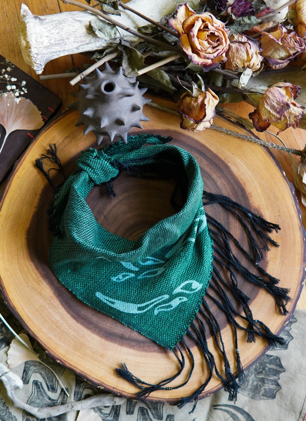 Image of Woven Kerchief  - 'Eye See' Green