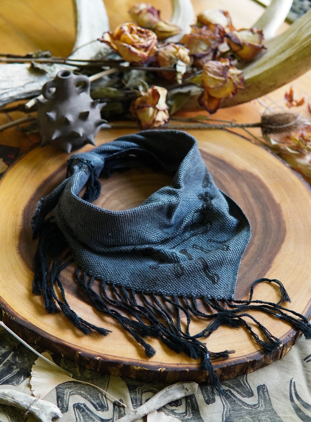 Image of Woven Kerchief  - 'Bones' Grey