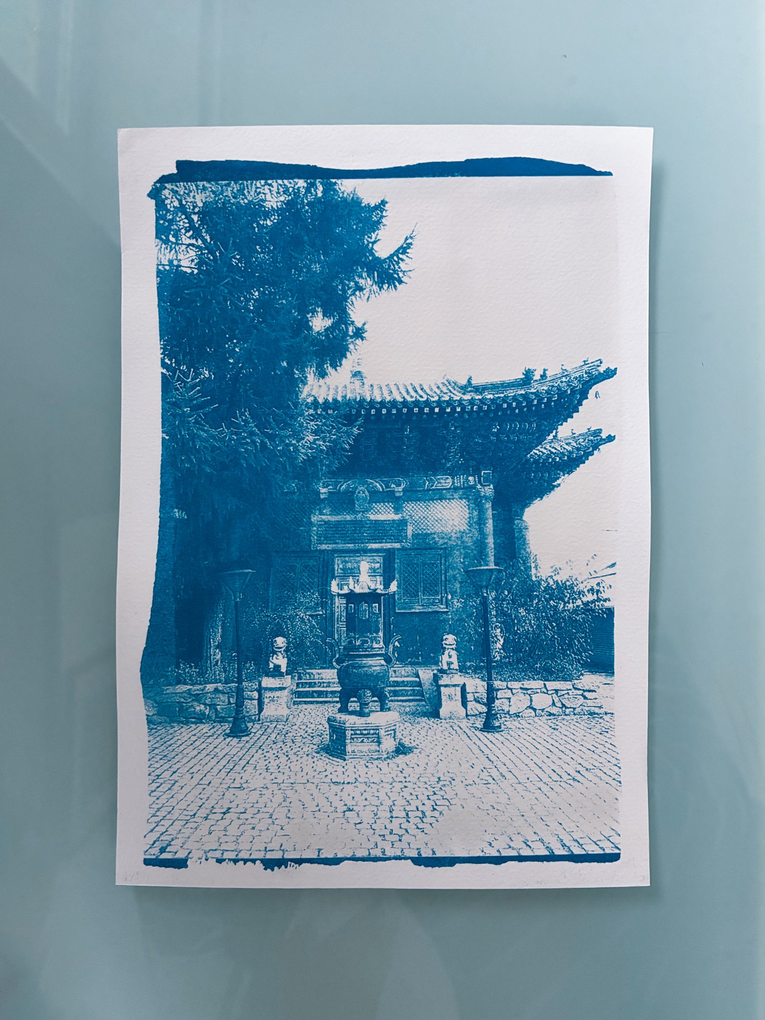 A5 cyanotype print - Mongolia IV