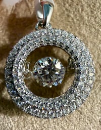 Image 2 of The Seraphina - Floating Moissanite Double Halo Pendant Necklace - 1.11 CTW Sterling Silver