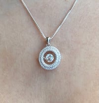 Image 1 of The Seraphina - Floating Moissanite Double Halo Pendant Necklace - 1.11 CTW Sterling Silver