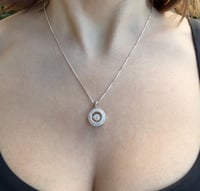 Image 3 of The Seraphina - Floating Moissanite Double Halo Pendant Necklace - 1.11 CTW Sterling Silver