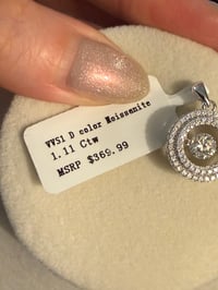 Image 4 of The Seraphina - Floating Moissanite Double Halo Pendant Necklace - 1.11 CTW Sterling Silver