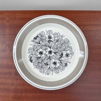 Image 1 of Arabia Finland Krokus Black and White Grey Rim Cake Plate