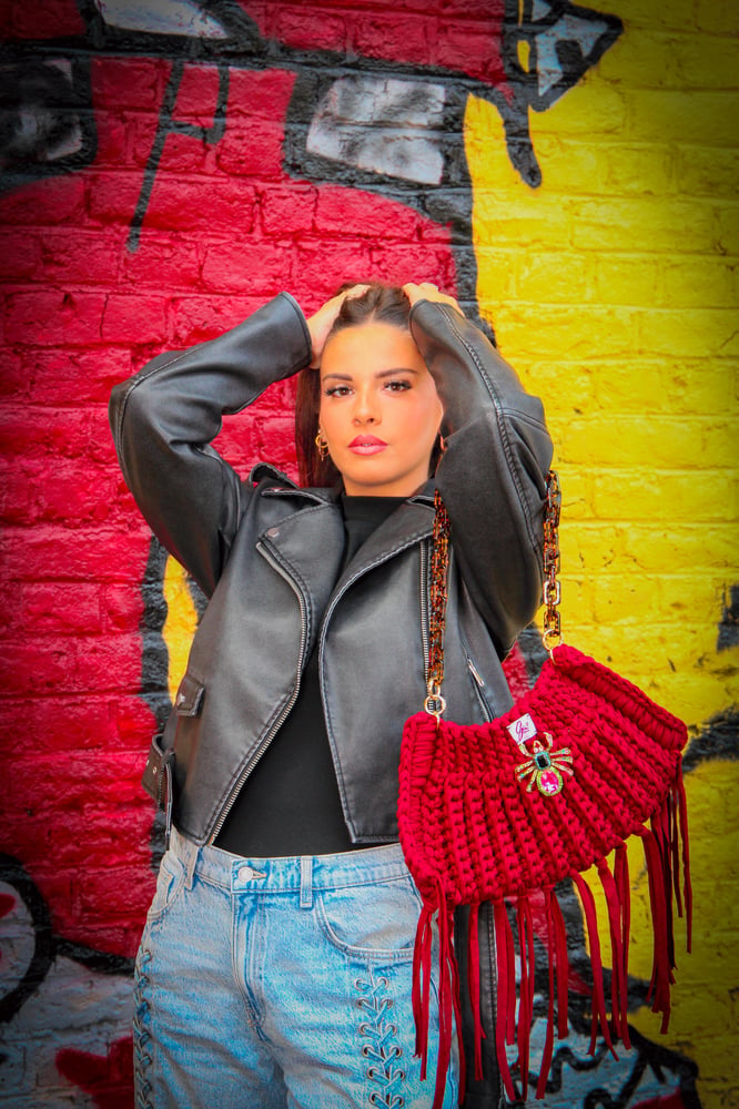 Image of BAG EN CORCHET: BURGANDY