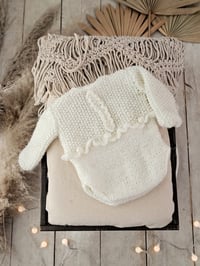 Image 1 of Newborn girls knitted bodysuit for photoshoots | Aila  | creamy