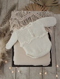 Image 3 of Newborn girls knitted bodysuit for photoshoots | Aila  | creamy