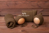 Image 1 of Knitted pillow wrap bonnets khaki 