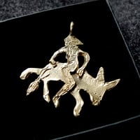 Image 3 of Riding the donkey backward, in bronze