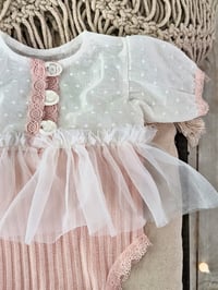 Image 4 of Photo prop | Newborn girls body-dress| Bessie | baby pink | white