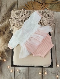 Image 5 of Photo prop | Newborn girls body-dress| Bessie | baby pink | white