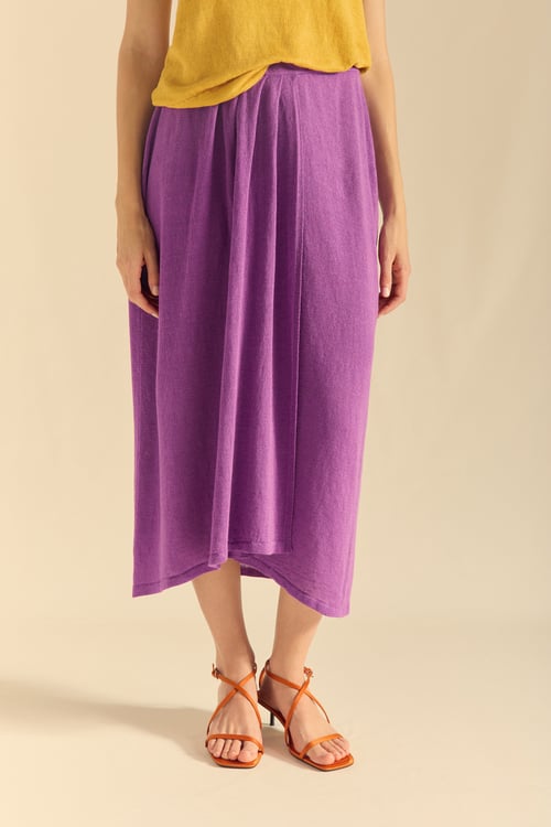 Image of 2-Falda pareo lino violeta