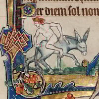 Image 4 of Riding the donkey backward, in bronze