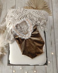 Image 3 of Newborn girl bodysuit for photoshoots | Audrey | brown