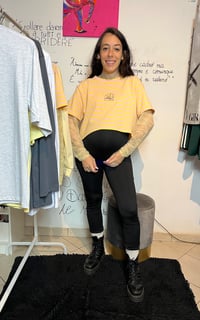 Image 1 of T-shirt crop maniche in pizzo I LOVE MY BODY