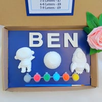 Image 1 of Various sets available, paint your own name, Kids Craft Activity,🚀🦕🏖🚧🐇🧜‍♀️