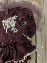 Image 3 of Photo prop | Newborn body-dress Myra | dark purple | cequines