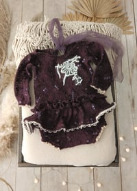 Image 1 of Photo prop | Newborn body-dress Myra | dark purple | cequines