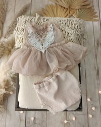 Image 3 of Newborn Photo Prop Set | Pastel Girl Outfit for Photoshoot | April | pastel beige