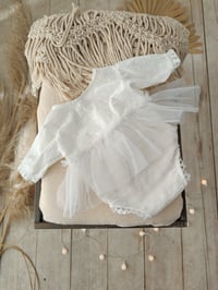 Image 5 of Photo prop | Newborn girls body-dress for photoshoots | Bessie | white