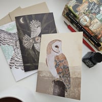 Image 1 of Set of 3 Owl Greetings Cards