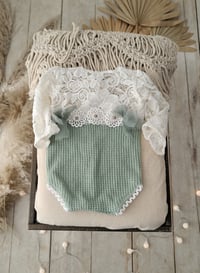 Image 2 of Newborn Bodysuit Photo Prop – Sienna (Sage & Off White)