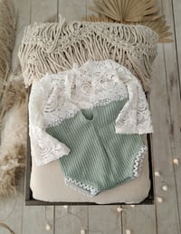 Image 4 of Newborn Bodysuit Photo Prop – Sienna (Sage & Off White)