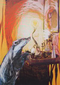 Image 6 of Badger in The Willows A3 Screenprint