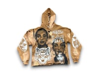 Image 1 of Sade Adu 2Pac custom upcycled reworked Screen Print brown bleached hoodie 