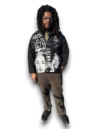 Image 3 of Sade Adu 2Pac custom upcycled reworked Screen Print brown bleached hoodie 