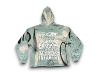 Image 2 of Sade Adu custom upcycled reworked Screen Print mint green bleached hoodie 