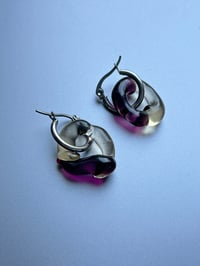 Image 5 of Dark Purple Glass Earrings