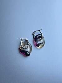 Image 2 of Dark Purple Glass Earrings