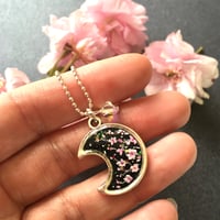 Image 3 of Cherry Blossom Black Moon Minimalist Resin Pendant