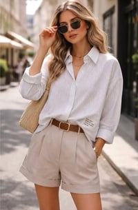 Image 3 of CAMISA FLUIDA RAYAS MENSAJE