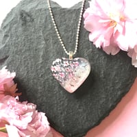 Image 1 of Cherry Blossom Grey Resin Mini Heart Pendant